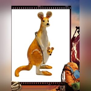 Australian Mother Kangaroo & Joey Baby  Trinket Box